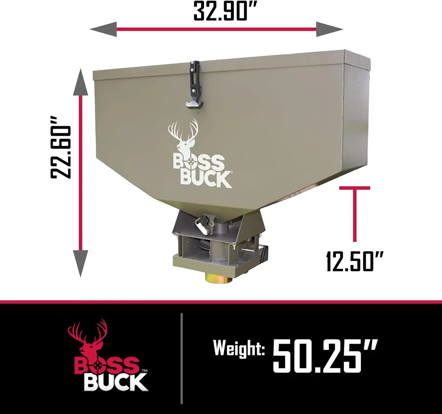 80 LB Capacity Spreader | Spacious Versatile Durable Adjustable Flow Rate ATV Feeder | Feed, Salt, Fertilizer & Seed