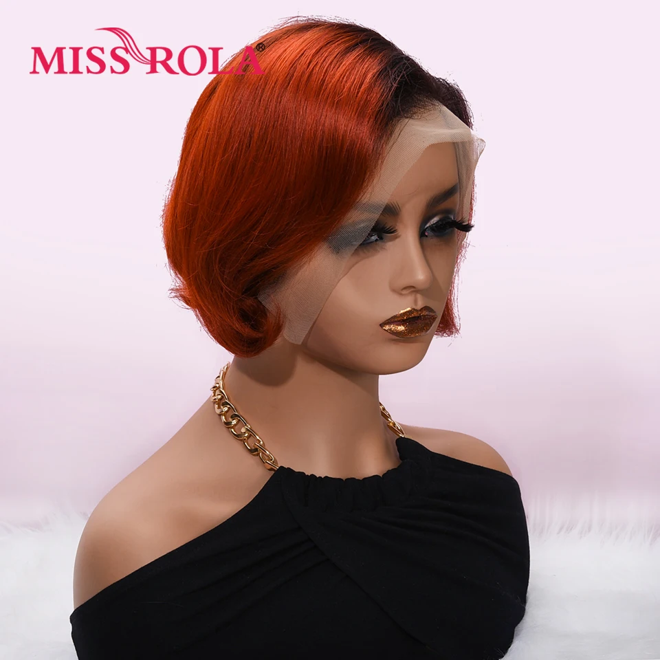 Miss Rola Pixie Cut 13X4 Korte Pruiken Kant Voorkant Menselijk Haar Pruiken Remy Natuurlijke Golf Pruiken Pre Geplukt 180% Dichtheid