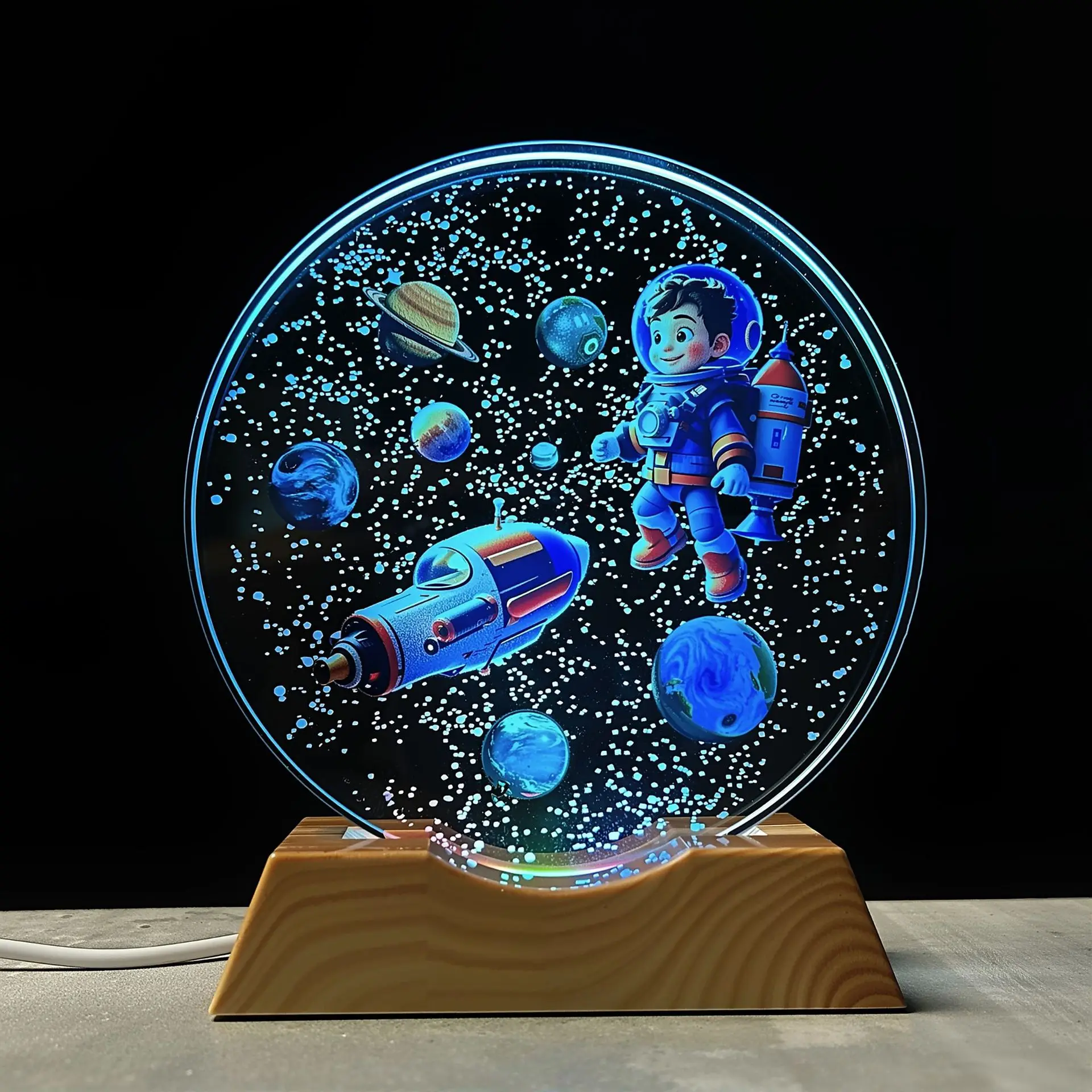 Astronaut Theme Organism Resin Table Light Creactive Art Decoration Lamp Planet Universe Light USB Charge