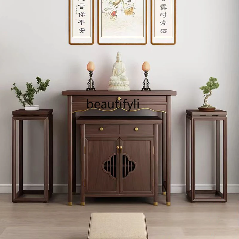 

New Chinese Style Solid Wood Altar PR Prayer Altar Table Living Room Incense Home Buddha Altar Table