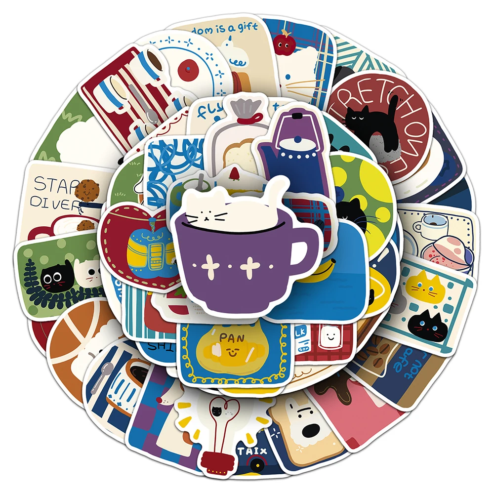10/30/50 Stück Ins-Style Niedliche Cartoon-Muster-Aufkleber Kawaii Tier Katze Hund Graffiti-Aufkleber DIY Kühlschrank Scrapbook Handy-Aufkleber Spielzeug