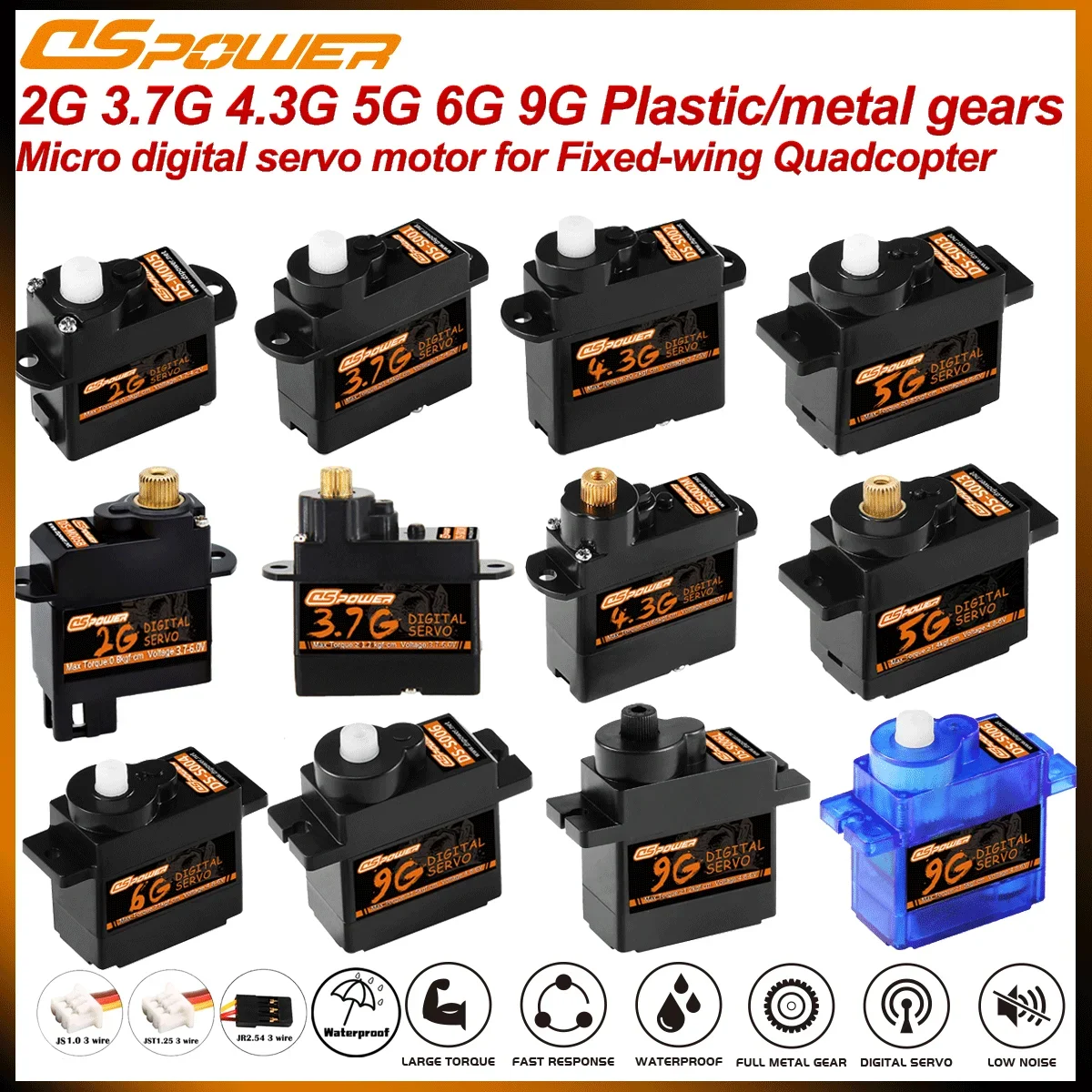 DSPOWER 2g 3.7g 4.3g 5g 6g 8g 9g Micro Digital Servo Motor for RC Mini Car Fixed-wing F949S K969 K989 K999 Airplane Helicopter