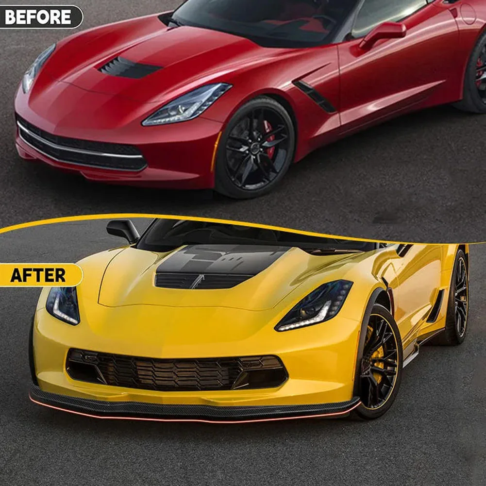 For Corvette C7 Z06 / GS Stage 2 2014-2019 Front Bumper Lip Spoiler Splitter Glossy Black