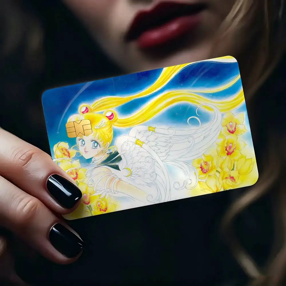Pretty Anime S-Sailor Moon 1Set 4Pcs Waterproof Card Skin Stickers for Credit Bus IC Cards