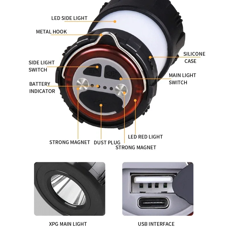 New Product Camping Lamp TYPE-C Charging Pony Lamp Outdoor Ambience LED Portable Lantern Tent Light