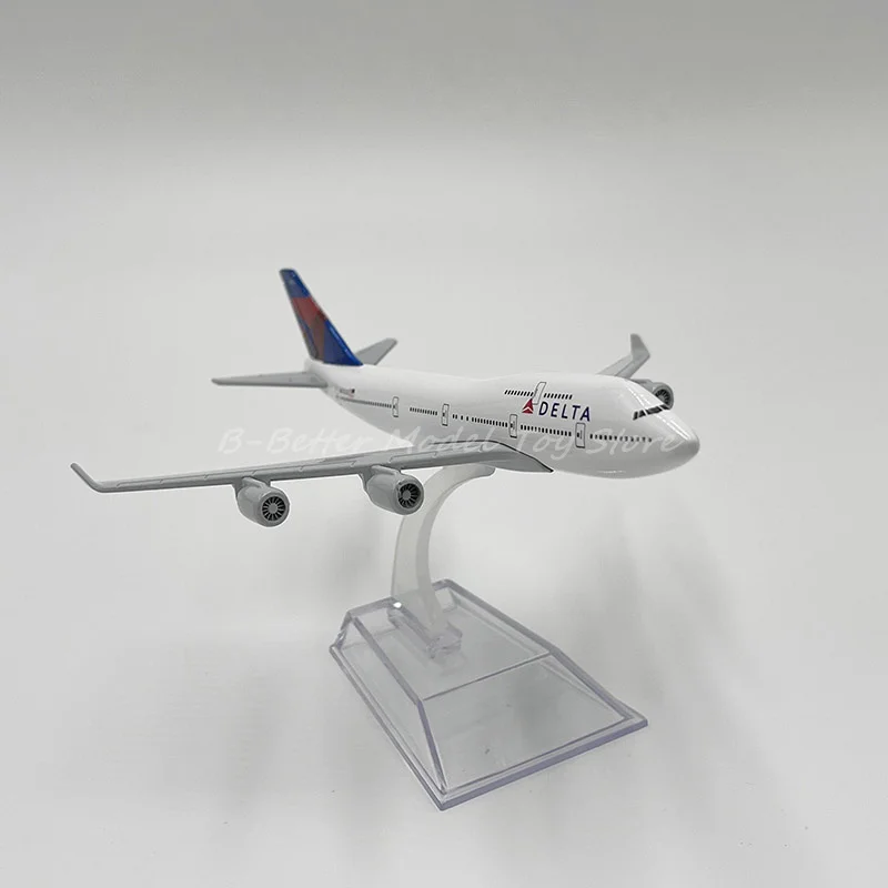 1:400 Diecast Metal Model Plane Toy 16 cm Delta Airlines Boeing 747 Replica For Collection