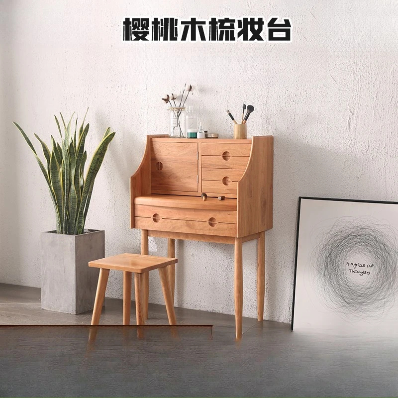 Comò nordico in legno massello, legno di ciliegio, noce nera, piccolo appartamento, armadietto laterale, libreria, camera da letto ecologica