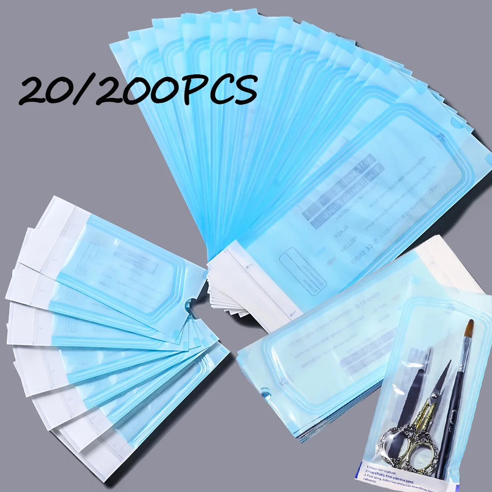 ﻿20/200pcs Self-sealing Sterilization Pouches Bags 5 Sizes Medical-grade Clean Bag Disposable Nail Art Tattoo Accessories Suppli