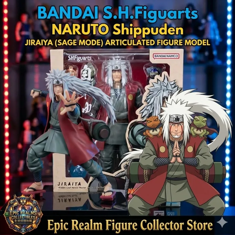 100% Original Bandai SH Figuarts One Piece SHF JIRAIYA Hidden Leaf Heroic Master Sage Mode Set Figuras de Acción Coleccionables