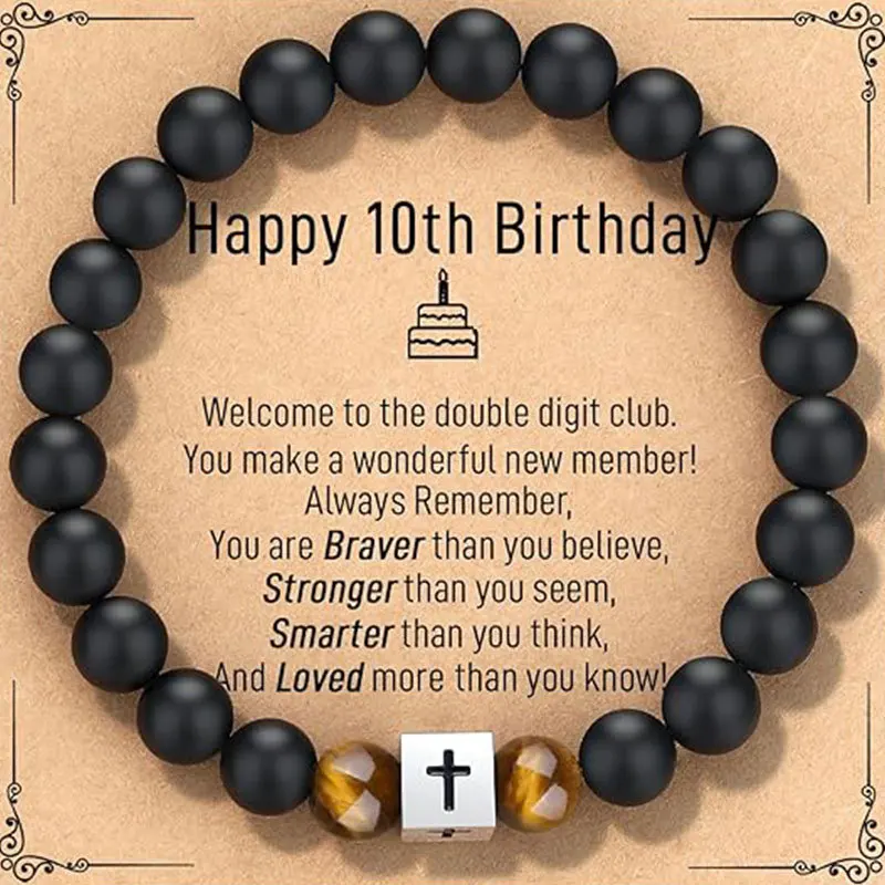 Bracelet tendance unisexe, cadeaux d'anniversaire pour les 10e à 80e anniversaires, bijoux commémoratifs pour les proches, les amis et les aînés.
