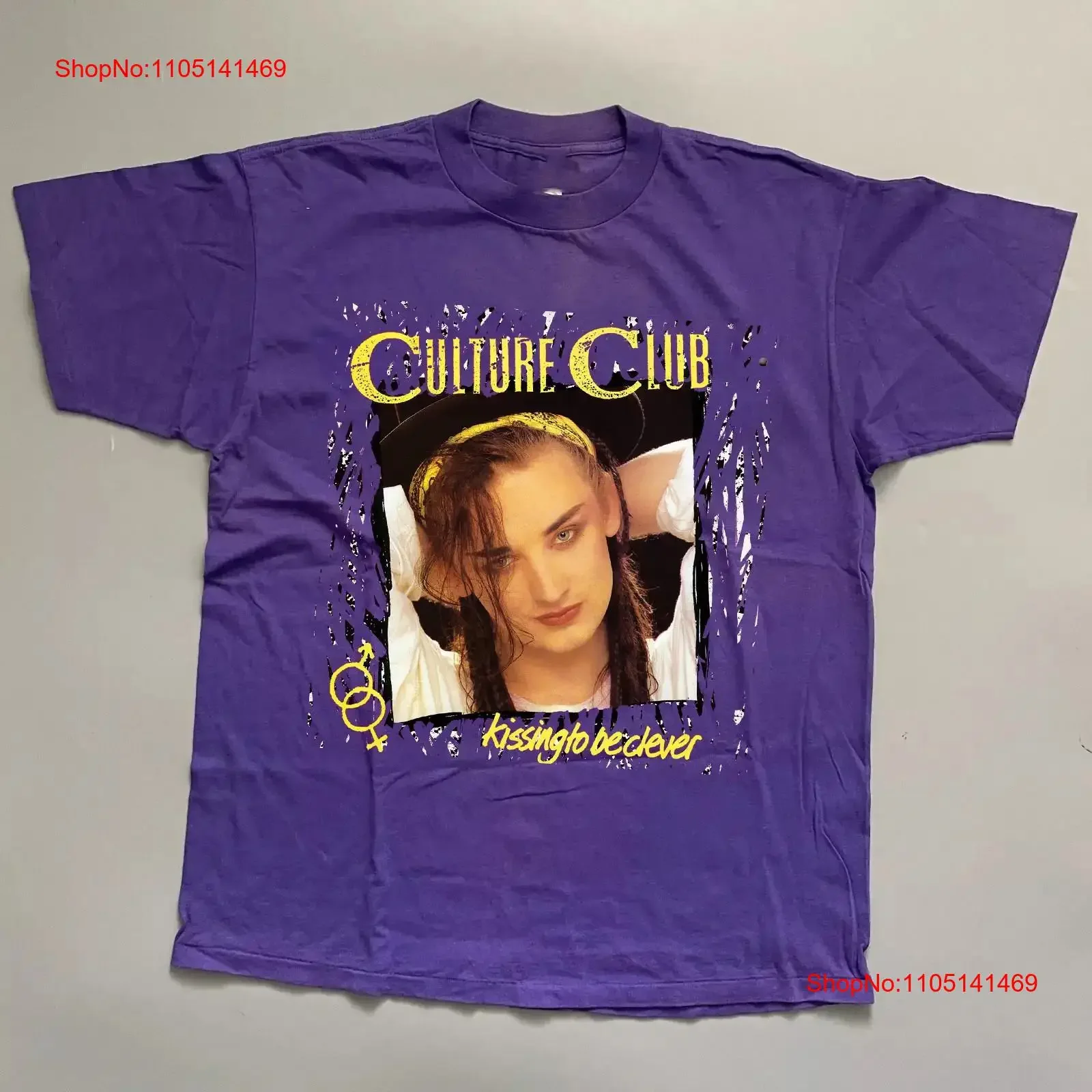

Футболка Culture Club Band Kissing to Be Clever Purple, полный размер S 5XL, винтажная стираная мужская удобная уличная одежда
