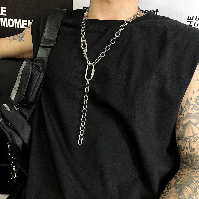 Hip Hop Chain Necklace Mens Stainless Steel Long Big Necklace Hip Hop Rock Gifts for Mlae Accessories Chain Jewelry on The Neck