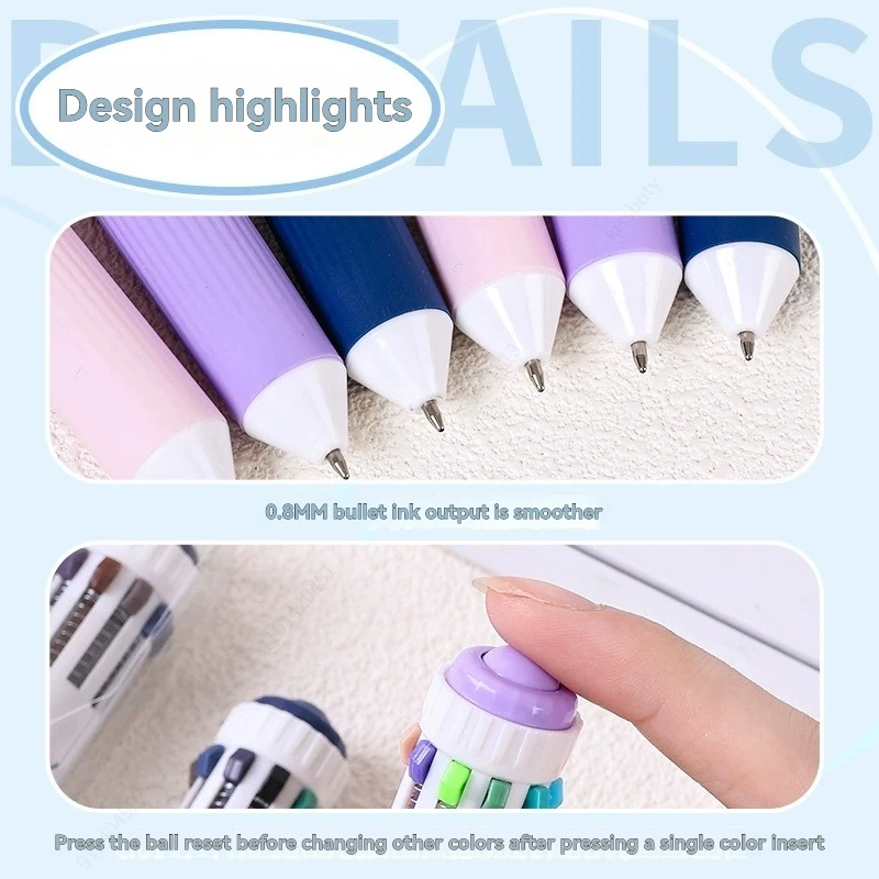 3/6 عبوات من أقلام متعددة الألوان، 28/58 لونًا، قلم حبر جاف ملون 10 في 1، كتابة سلسة بنقطة دقيقة 0.8 مم، أقلام حبر جاف قابلة للسحب #2