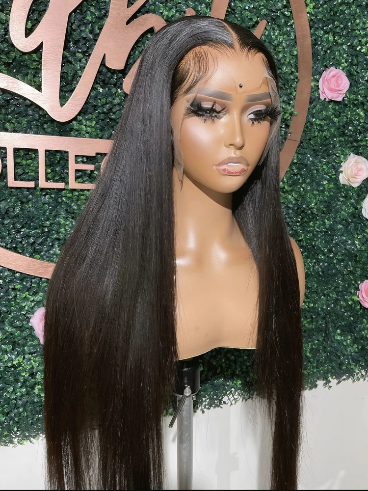 

Прямые 13x4 Hd Кружевные фронтальные парики Человеческие волосы для чернокожих женщин 360 Полный парик шнурка Предварительно выщипанные с детскими волосами 5X5 Кружевной бесклеевой парик