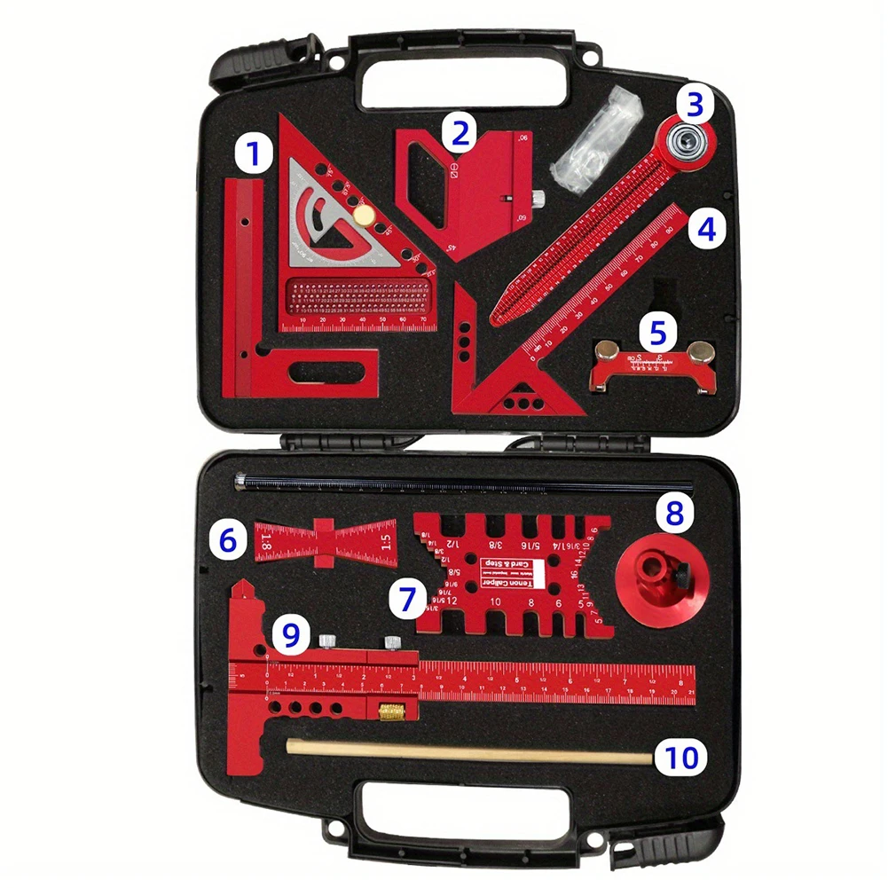 Woodworking Measuring Tool Kit with Square Angle Ruler Dovetail Ruler Center Scribe Layout Marking for Precision Wood Craft