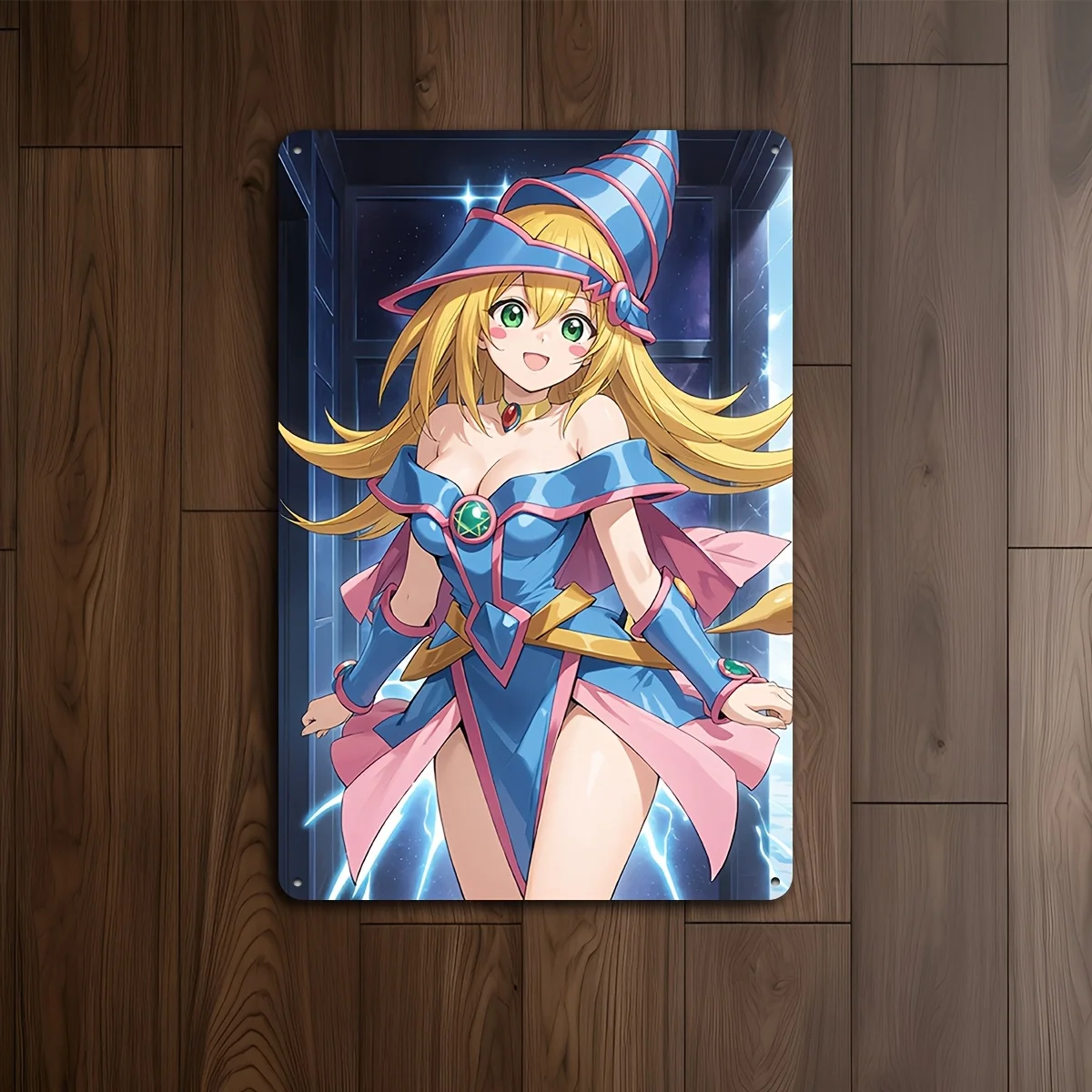 Charming Black Magician Girl Metal Wall Art -  | Vintage-Inspired Game Poster with Vibrant Colors & Dynamic Design Perfect for M