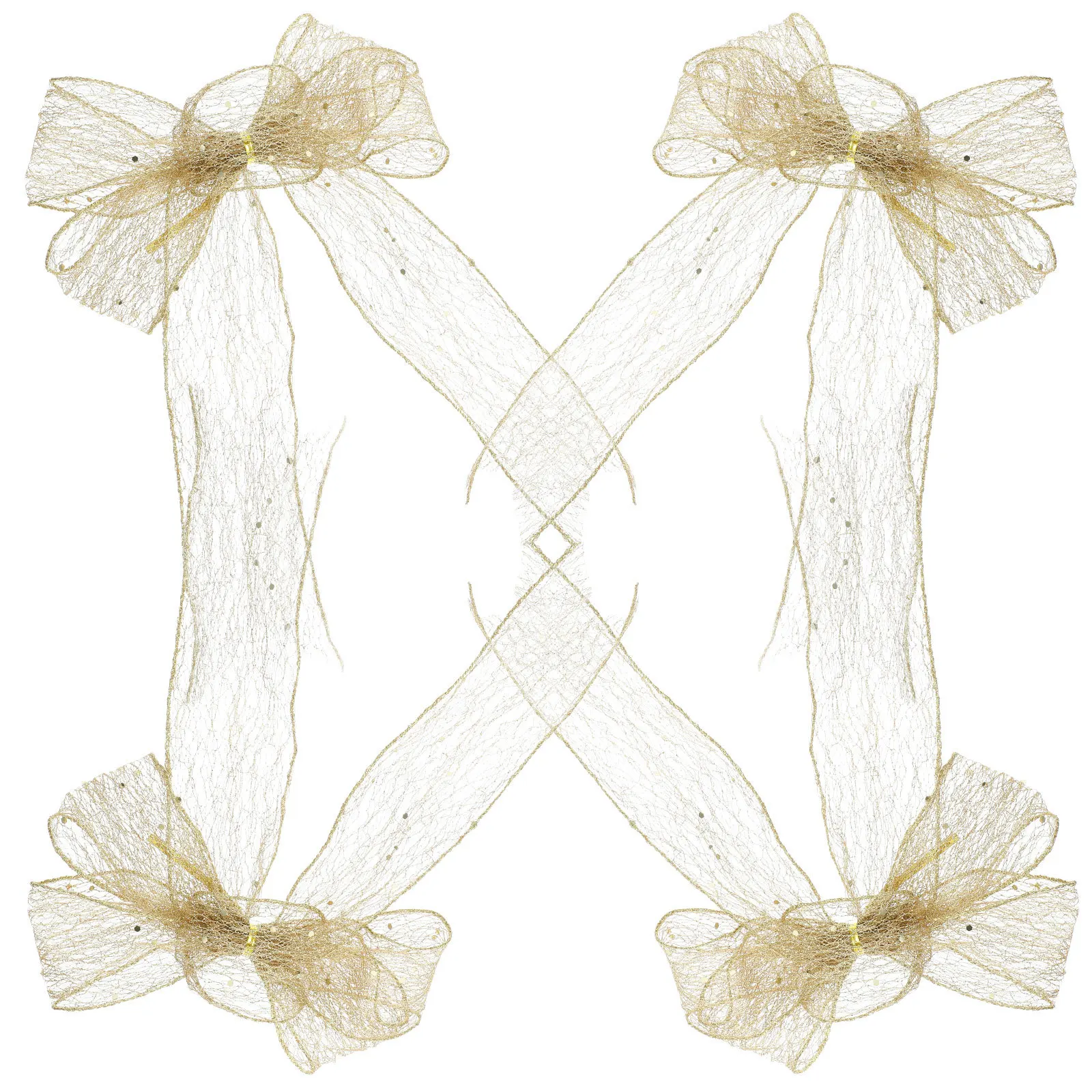 

4Pcs Glitter Golden Bows Large Christmas Tree Topper Decorations Festive Holiday Garland Wreath Ornaments Supplies