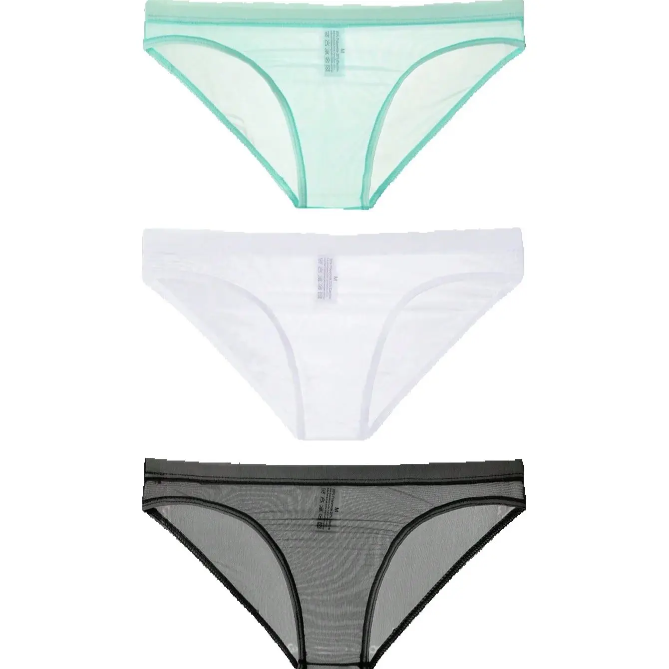 3PCS Casual basic sports knit fabric soft and lightweight solid color low waistMen's breathable quick drying seamless mesh brief