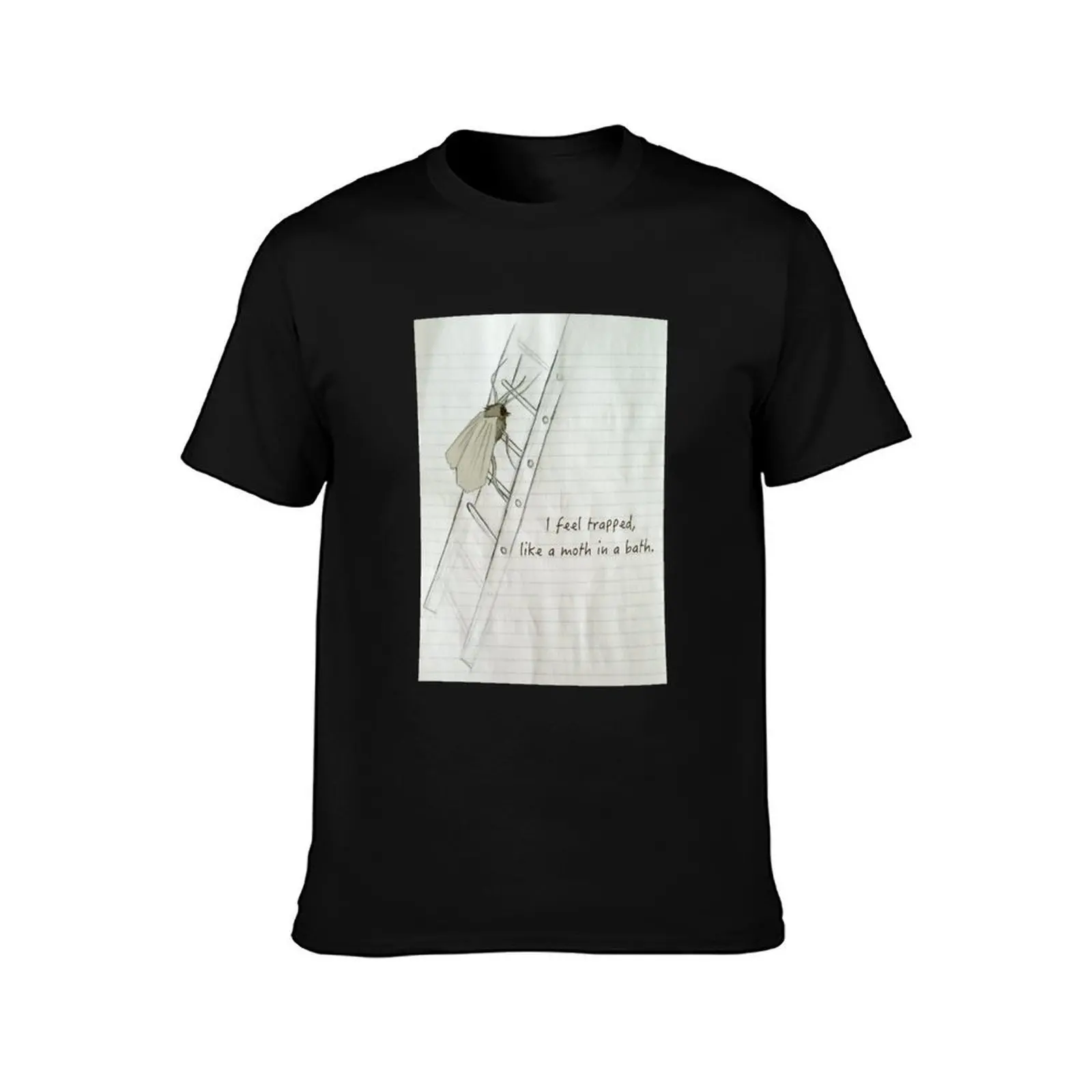 A Moth In A Bath T-Shirt, Summer Casual Cotton Tee, Oversized Streetwear Tops, Vintage Graphic Print, Loose Fit Short Sleeve