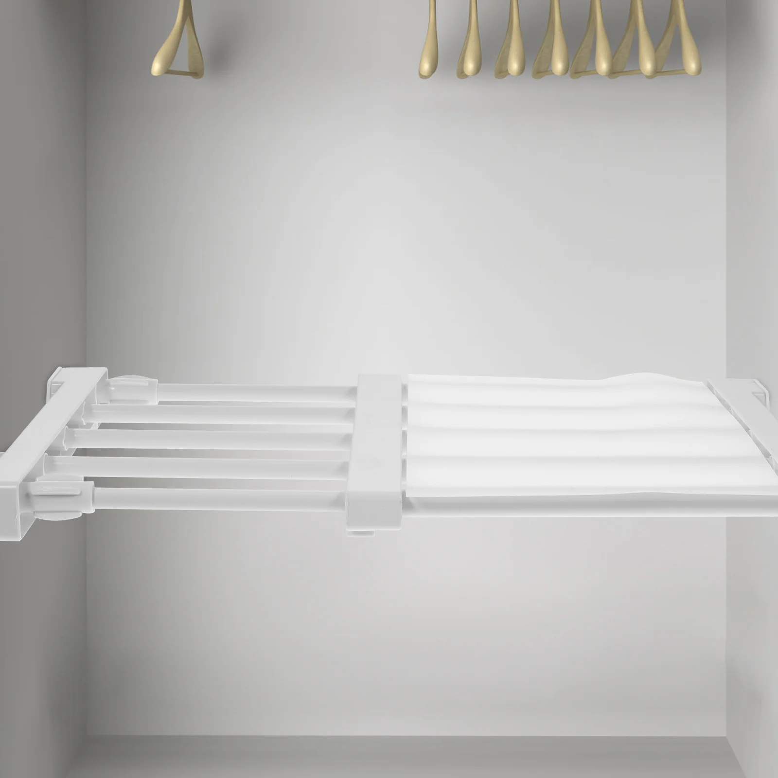 

No Punching Adjustable Closet Shelf Divider Cabinet Storage Rack Tension Organizer for Wardrobe Laundry Kitchen Household Closet