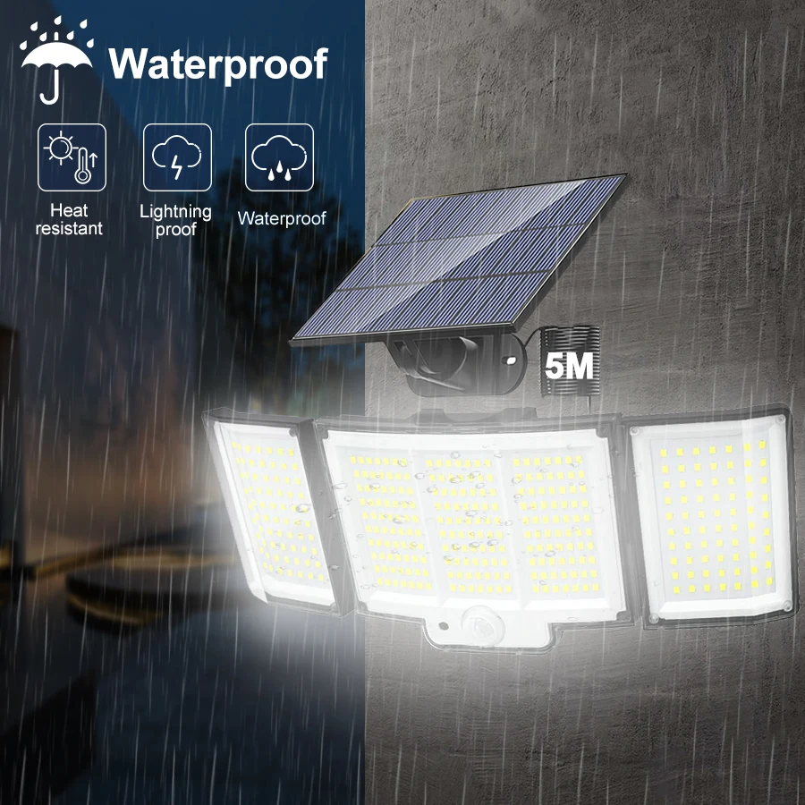 Outdoor Solar Lights Motion Sensor 200/348LEDS Solar Powered Flood Lights Remote Security Wall Lights Waterproof Yard Patio Gard