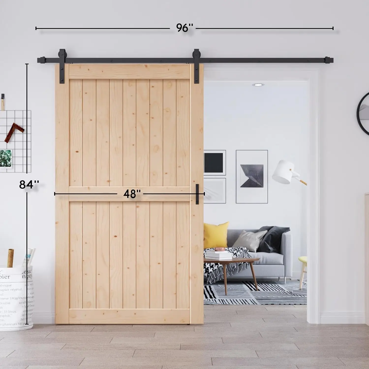 Barn Door Hardware Included & Handle,DIY Assemblely,Easy Install,Apply to Interior Rooms & Storage Closet,H-Frame