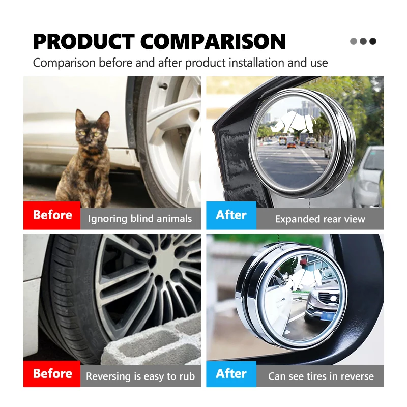 Car Rearview Mirror Small Circular Mirror Blind Spot Wide Angle For Suzuki Vitara Swift Grand Vitara Delica Jimny DZire Alto view 2