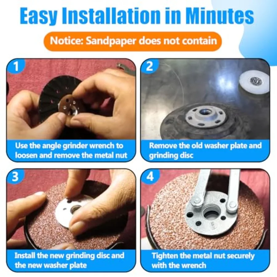 2PCS 4.5 x 5/8-11 Angle Grinder Backing Pad Compatible with DeWalt Bosch BHA More Angle Grinder Ribbed Backing Pad Resin Fiber view 6