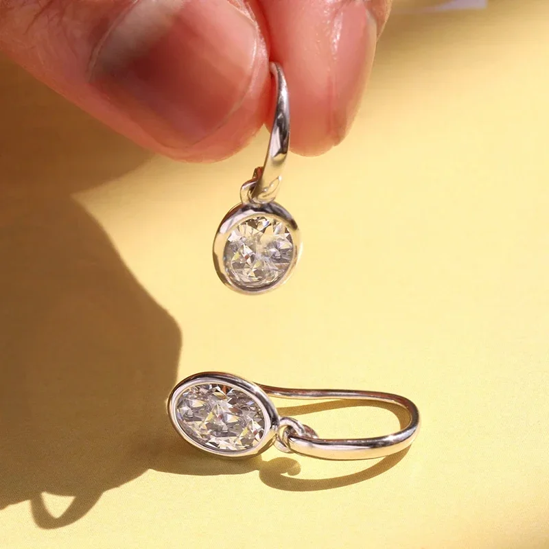 

Huitan Simple Stylish Drop Earrings with Shiny Oval Cubic Zirconia for Women All-matching Party Jewelry Delicate Ear Accessories
