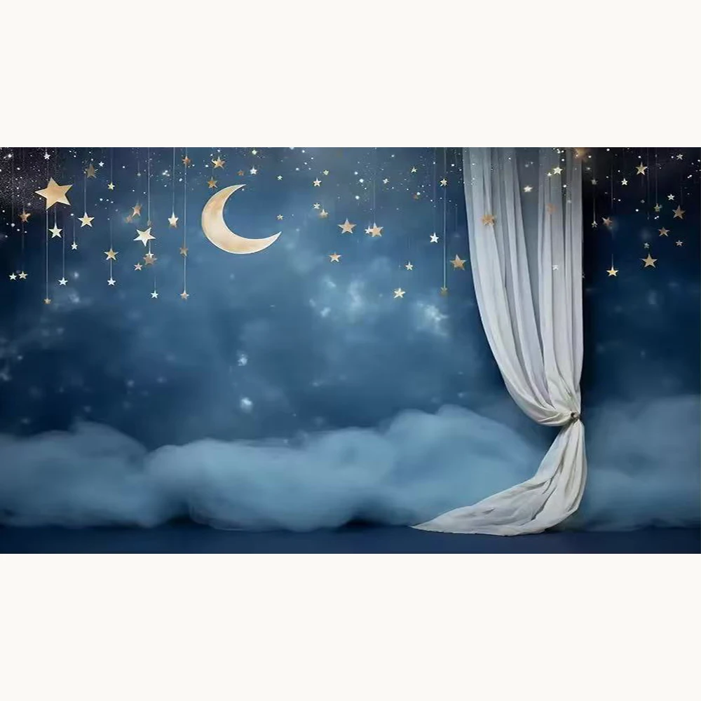 Photography Background Glitter Stars Moon Curtain Child Birthday Party Cake Smach Portrait Decor Backdrop Photo Studio