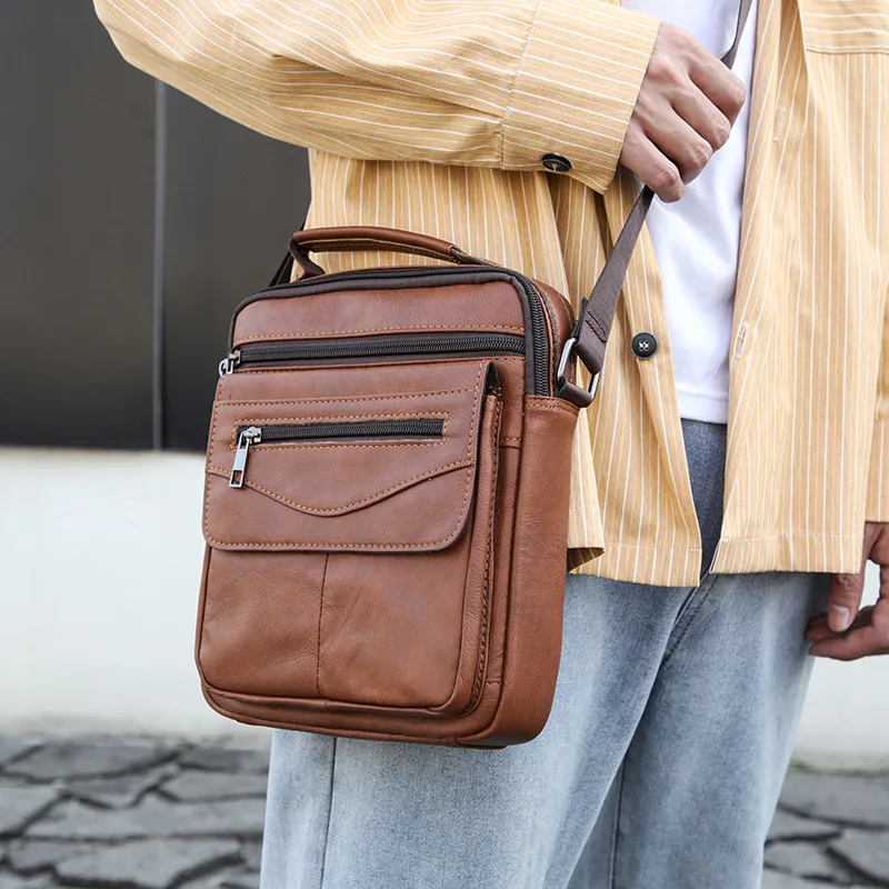 2026NEW Genuine Leather Men Shoulder Bag Vintage Crossbody Bags For Men Cowhide Messenger bag Business Male Handbag Bolsa hombre