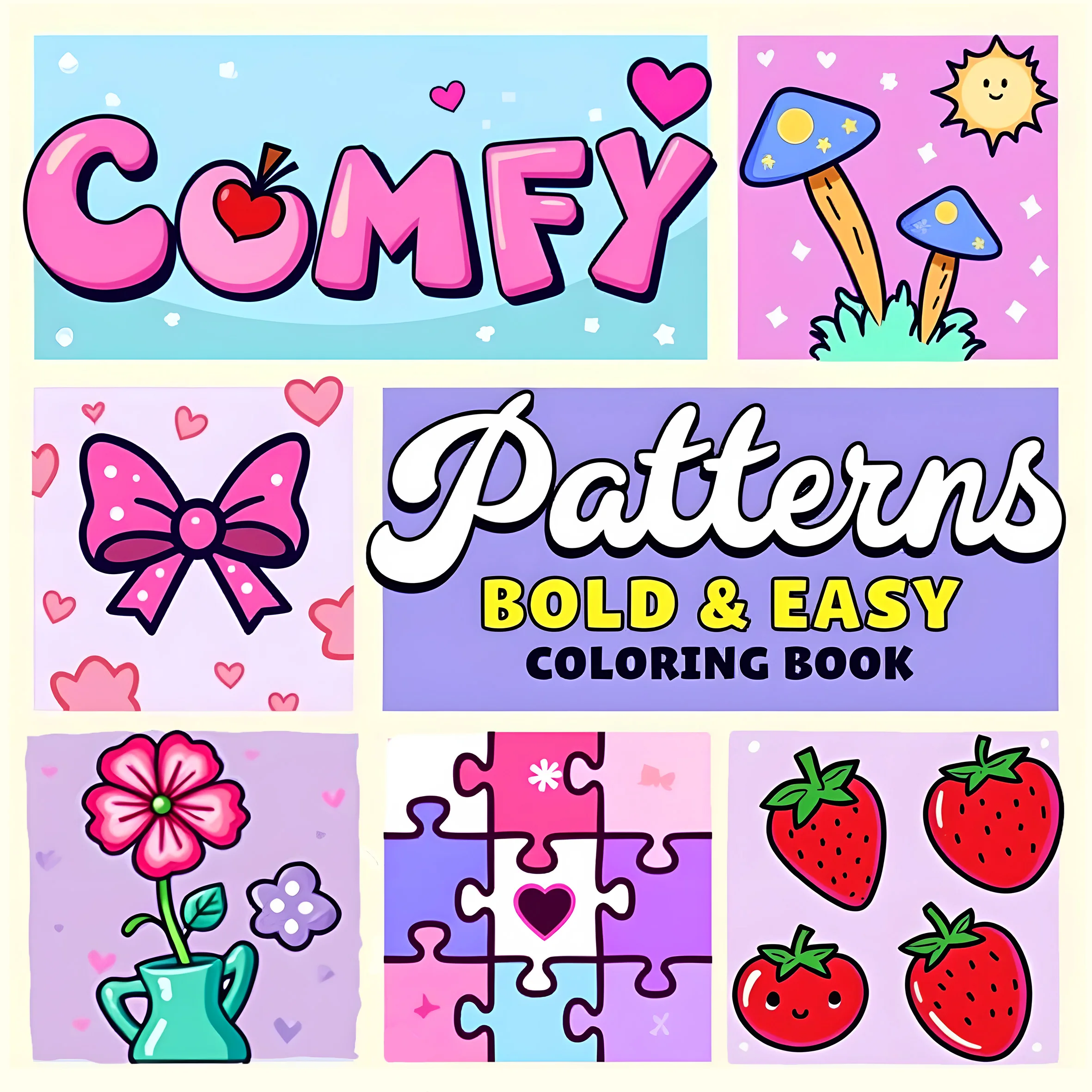 Bold-easy Patterns Coloring Book for Adults Cute Drawing Book Perfect Gift for Party and Birthday