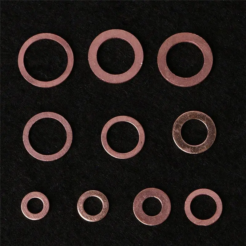 AA412~200PCS Copper Oil Seal Gasket Boxed O-Ring Gasket Copper Washer Gasket