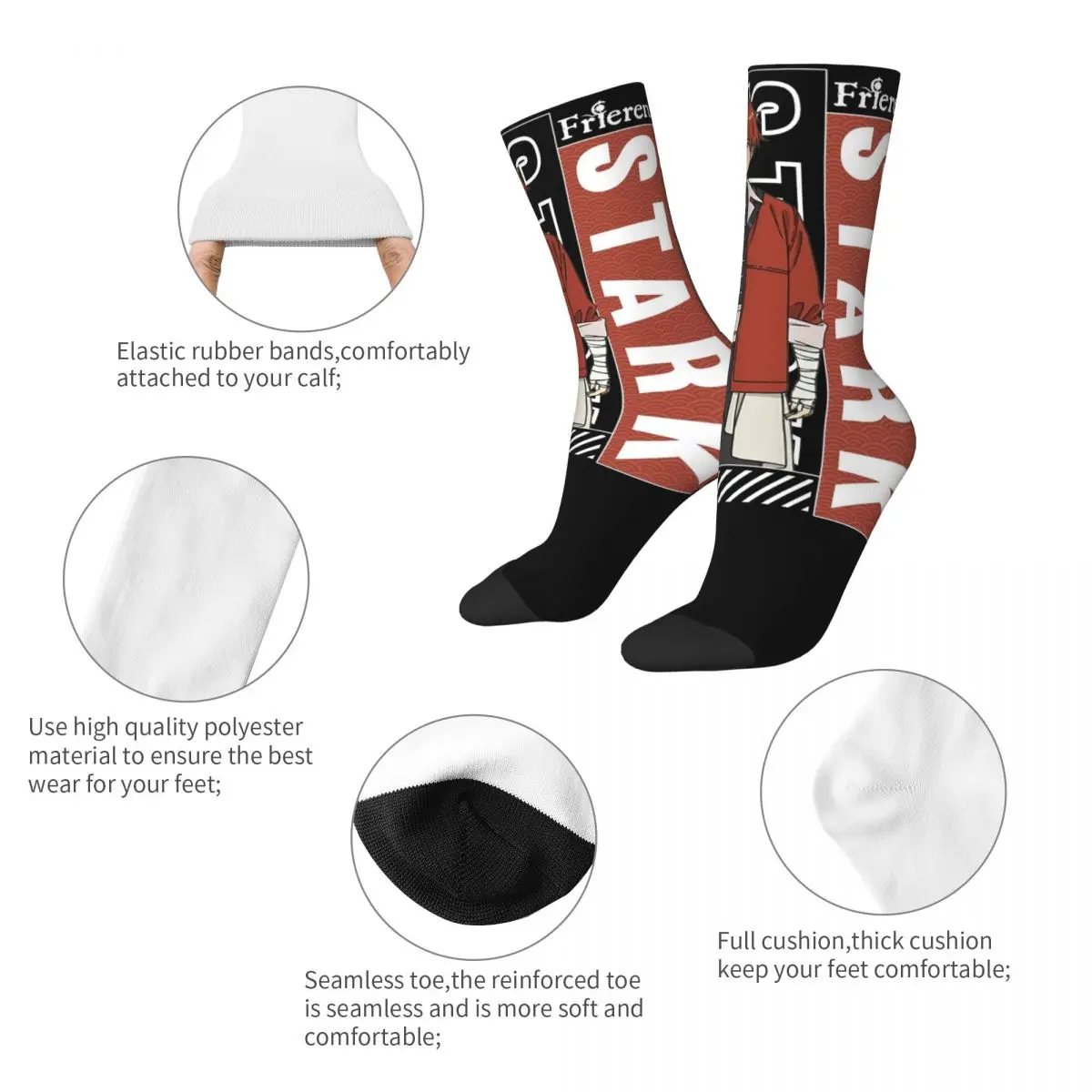 Cozy Men's Socks Stark Sousou No Frieren Merch Comfortable Frieren Beyond Journey's End High Quality Socks All Seasons