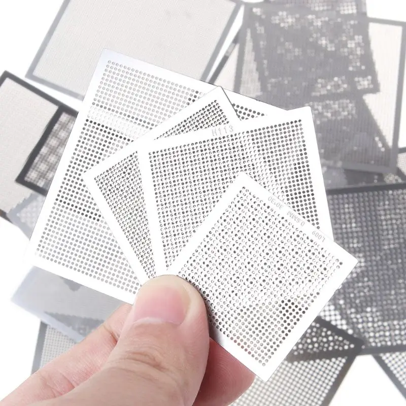 

27 шт./компл. универсальные трафареты из нержавеющей стали для аксессуаров для чипов SMT F19E