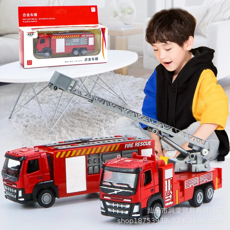 어린이 소방차 풀백 장난감 트럭, 마찰력 있는 휴대용 사다리 트럭, 소방차 차량 장난감, B416