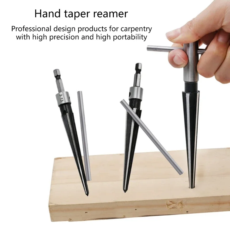 Mũi doa côn tay cầm hình chữ T Mũi doa côn có thể tháo rời với chuôi lục giác 1/4 inch Công cụ doa 3-13mm & 5-16mm