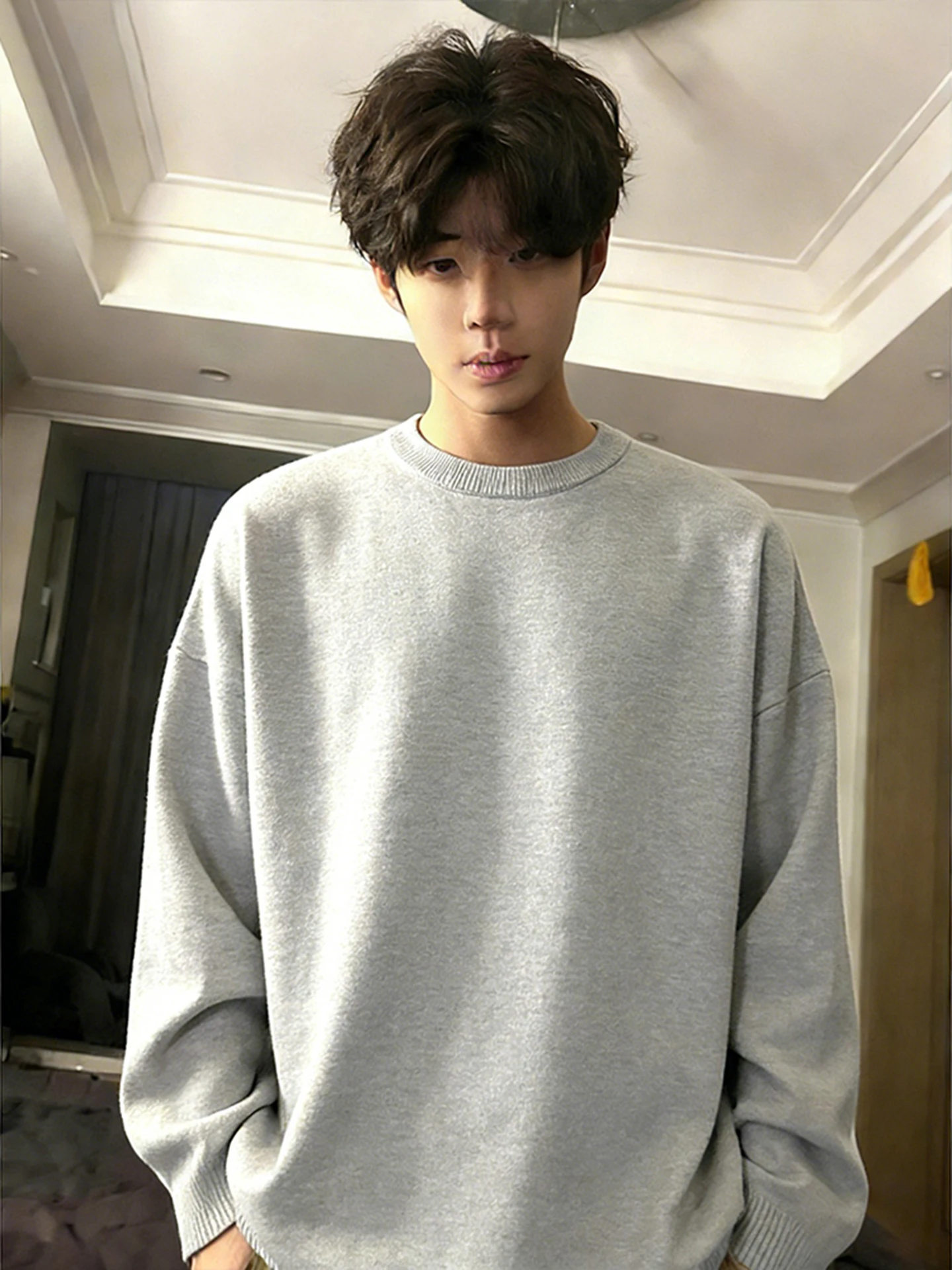 

Мужской зимний базовый слой из трикотажа с круглым вырезом и флисовой подкладкой в американском стиле, повседневный топ для дома и отдыха