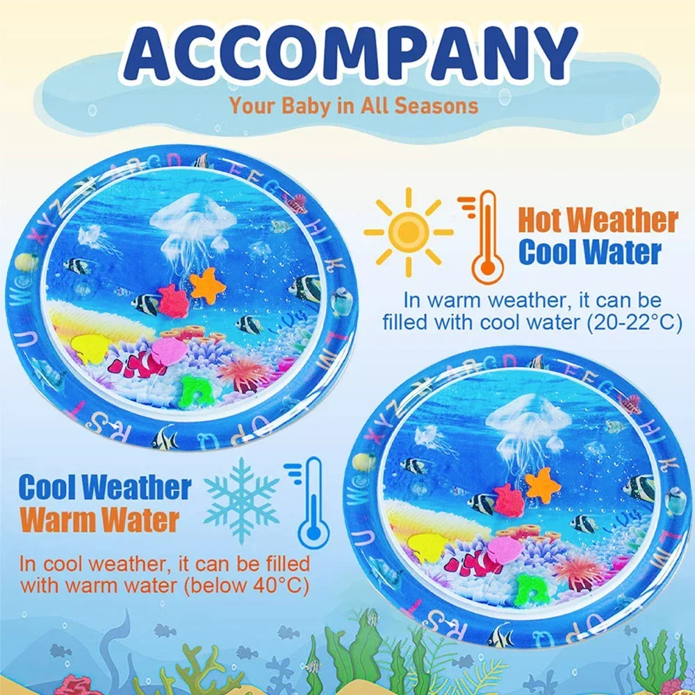 1pc rotondo bianco meduse gonfiabile in PVC che gioca tappetino per acqua tappetino per bambini attività di educazione precoce giocattoli tappetino cuscino regalo