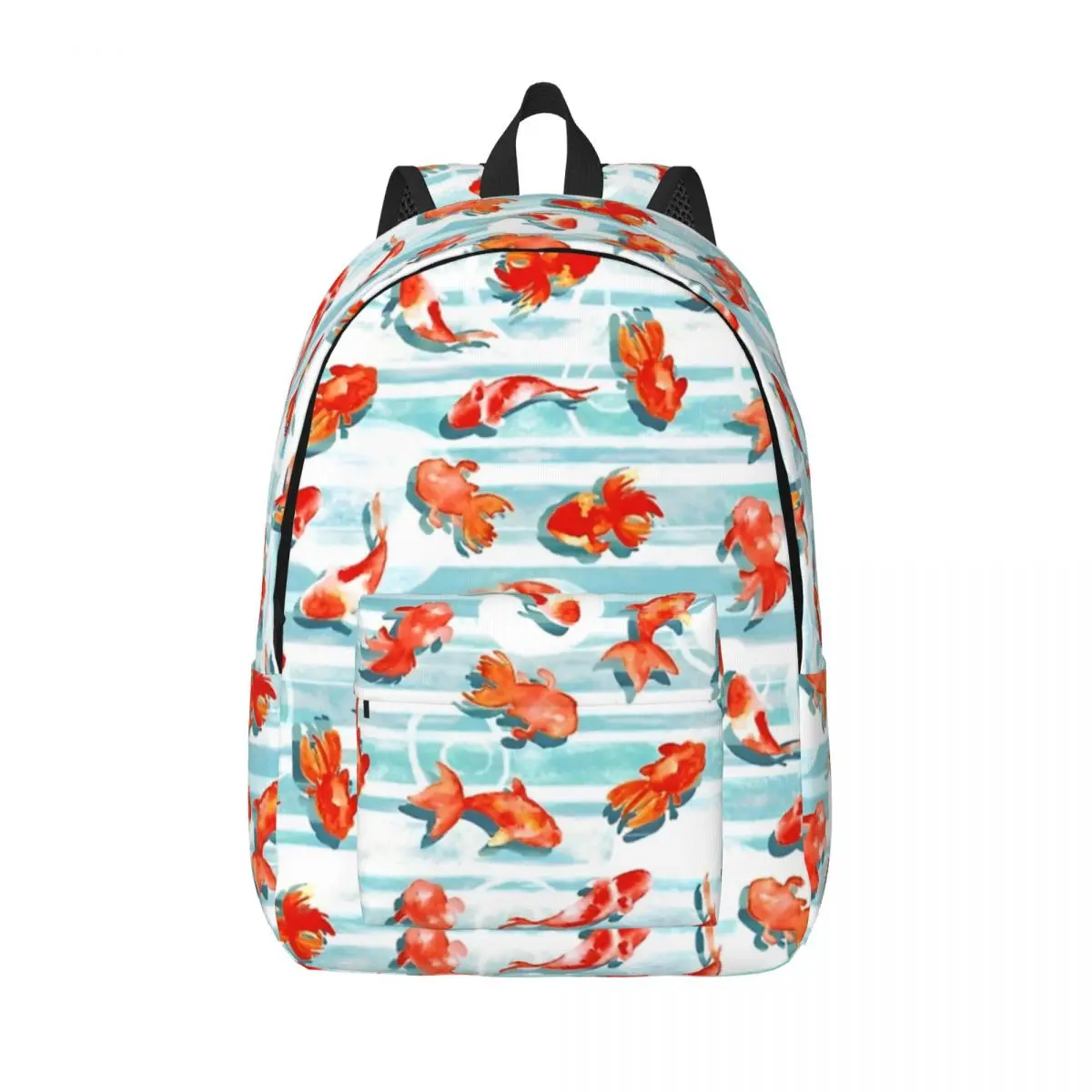 수채화 금붕어 캐주얼 배낭 스포츠 학생 작업 별이 빛나는 고래 상어 데이 팟 남성 여성 대학 캔버스 가방