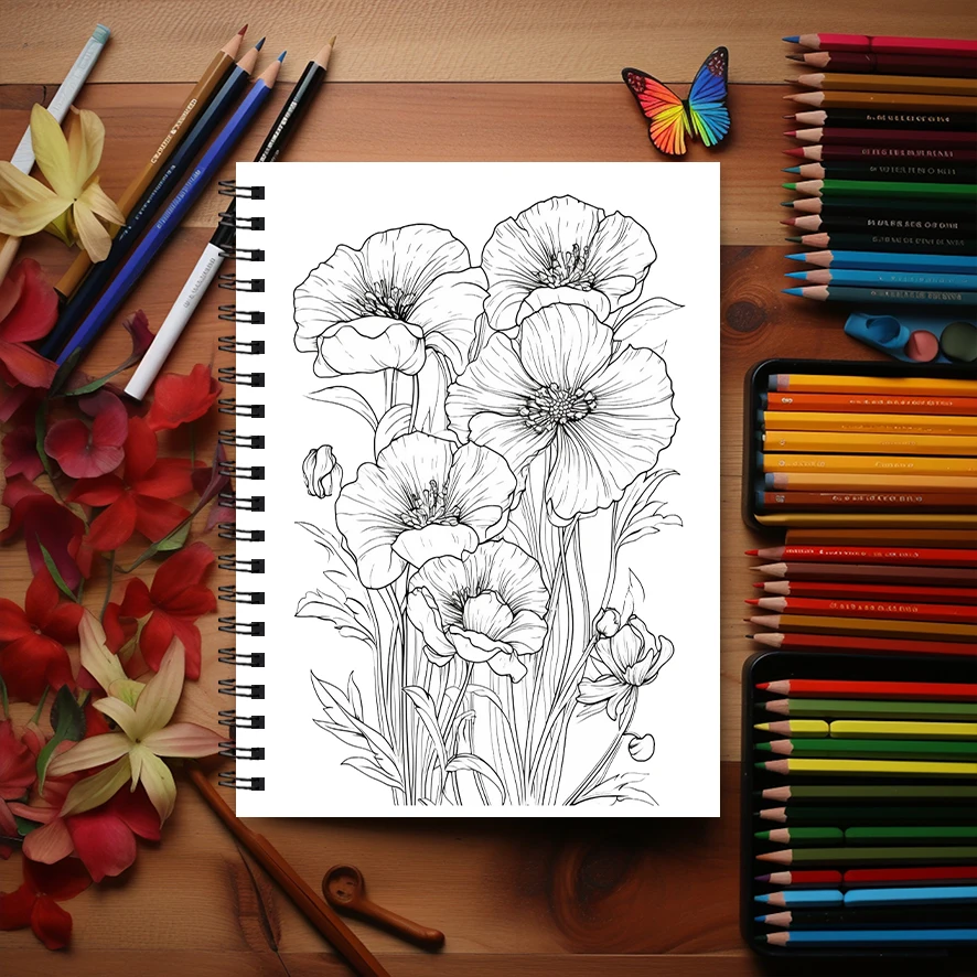 Adult Coloring Book - 8.3x 11.2 Inch 22 Page Coloring Book - Helps Reduce Stress and Ease Emotions