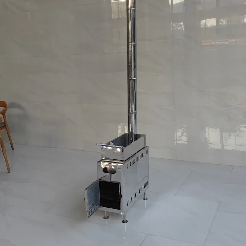 

y For LESHU Factory Price Portable Stainless steel Wood Stove Sauna Tent Stove with Long Chimney for Outdoor Picnic Ice Fishing