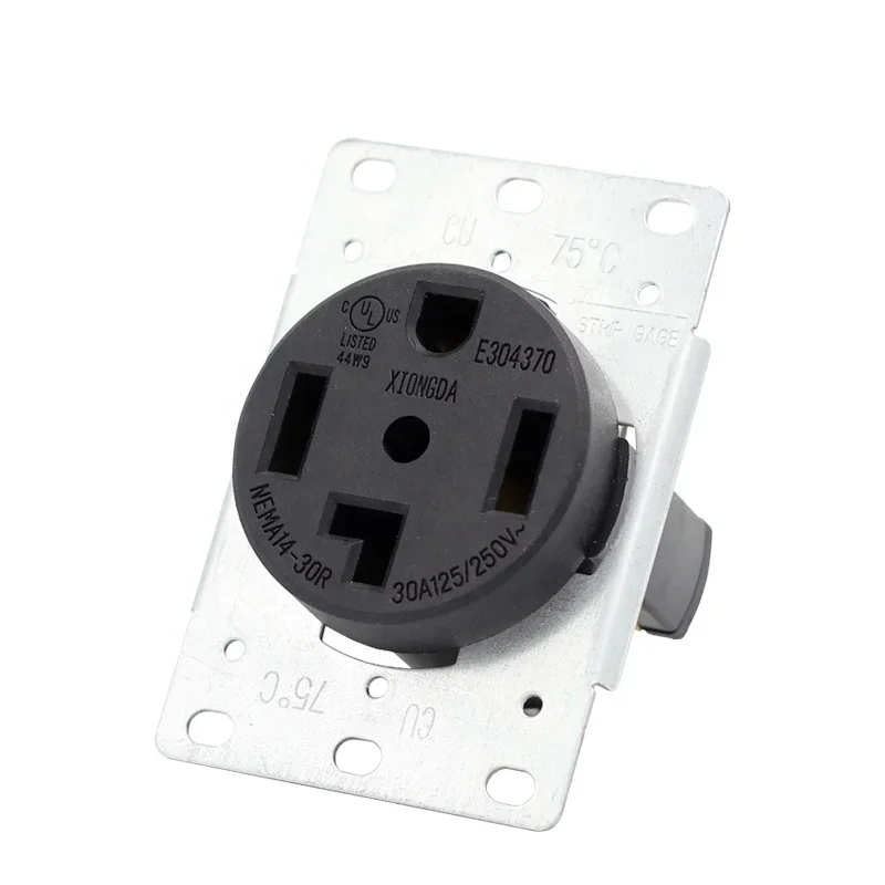 Flush Mount Electrica Receptacle NEMA 14 30R 3 Pole 4 Wire Power Socket with UL Certification for Industrial Equipment