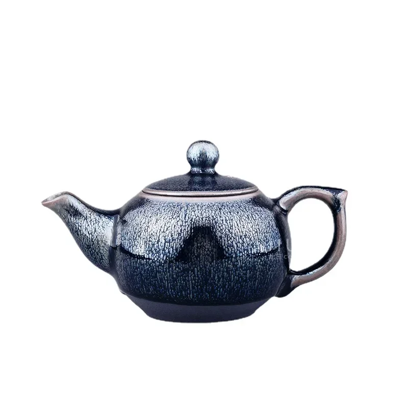 Jianyang Jianzhan Silver Oil Drop Teapot, Tianmu Glaze Particle Spot Tea, Kung Fu Ceramic Tea Set