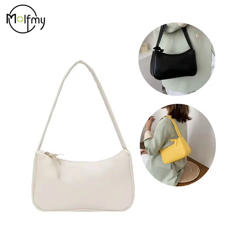 Fashion Handbag And Purses Simple Women Shoulder Underarm Bags Casual Ladies Pure Color Small Handbags Elegant PU Leather Bags