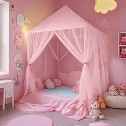Princess Bedroom Mosquito Netting Luxury Canopy Bed 3Side Opening Post Bed Curtains Girl kid bedroom Protective cover Home Decor