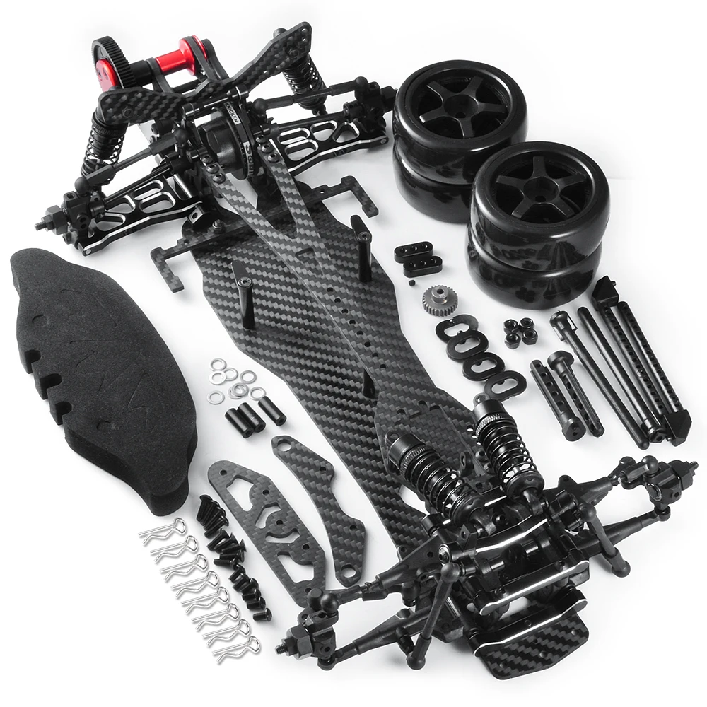 TRINOOD – Kit de carrosserie avec cadre en Fiber de carbone et métal, 385mm, avec pneus de roue, pour voiture à dérive 1/10 Sakura D5 RC, mise à niveau, pièces de bricolage