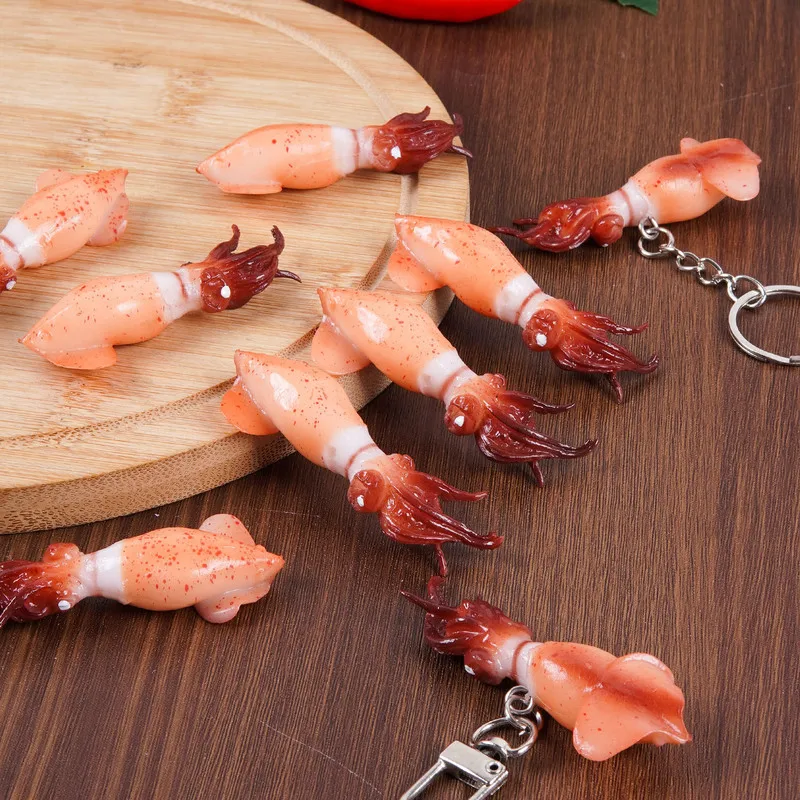 Simulation Pvc Squid Keychain Creative Food Model Hanging Ornament Bag Pendant Diy Accessory For Adults