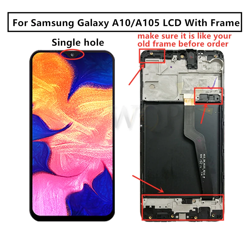 For Samsung galaxy A10 lcd Digitizer A105/DS A105F A105FD A105M Display Touch Screen with frame Digitizer For Samsung A10 lcd