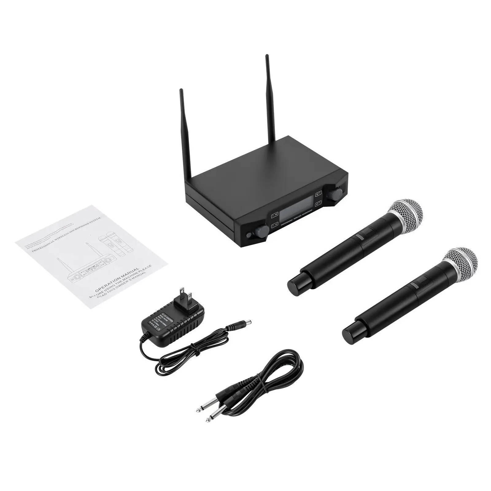 Sistema microfonico wireless 2 canali Pro Audio UHF 2 Microfono dinamico portatile Party
